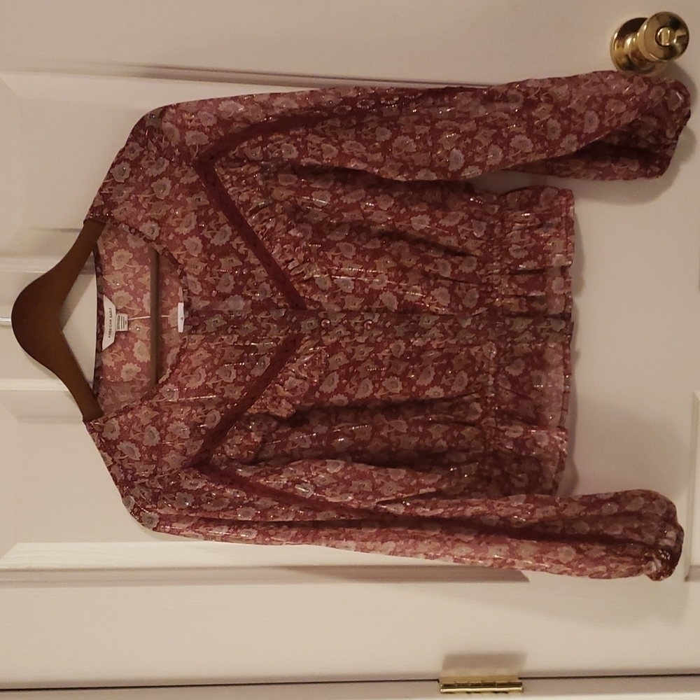American Eagle Sheer Floral Ruffle Top NWT - Picture 11 of 16